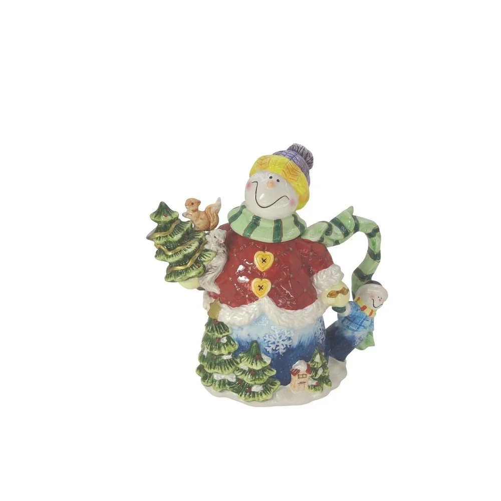 Adorable‎ Ceramic Snowman Teapot Christmas Holiday Decor Collectible